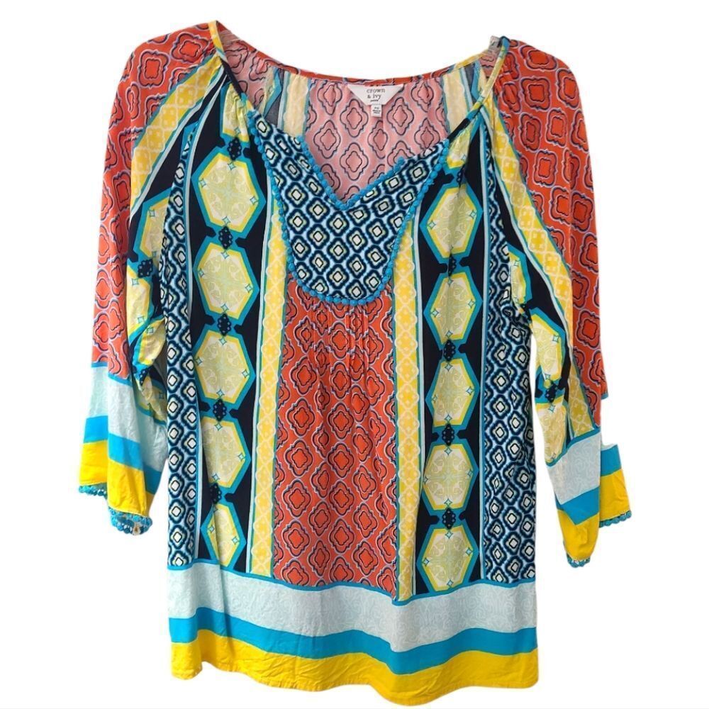 Crown & Ivy Boho Peasant Blouse